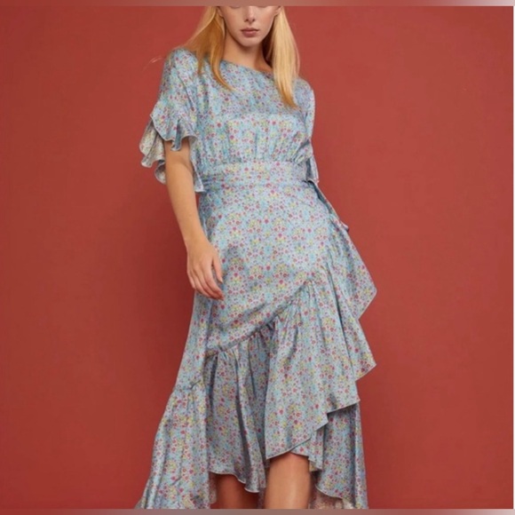 Cynthia Rowley Wallflower Sky Floral Wrap Dress Silk, Size 10 NWT - Picture 7 of 7